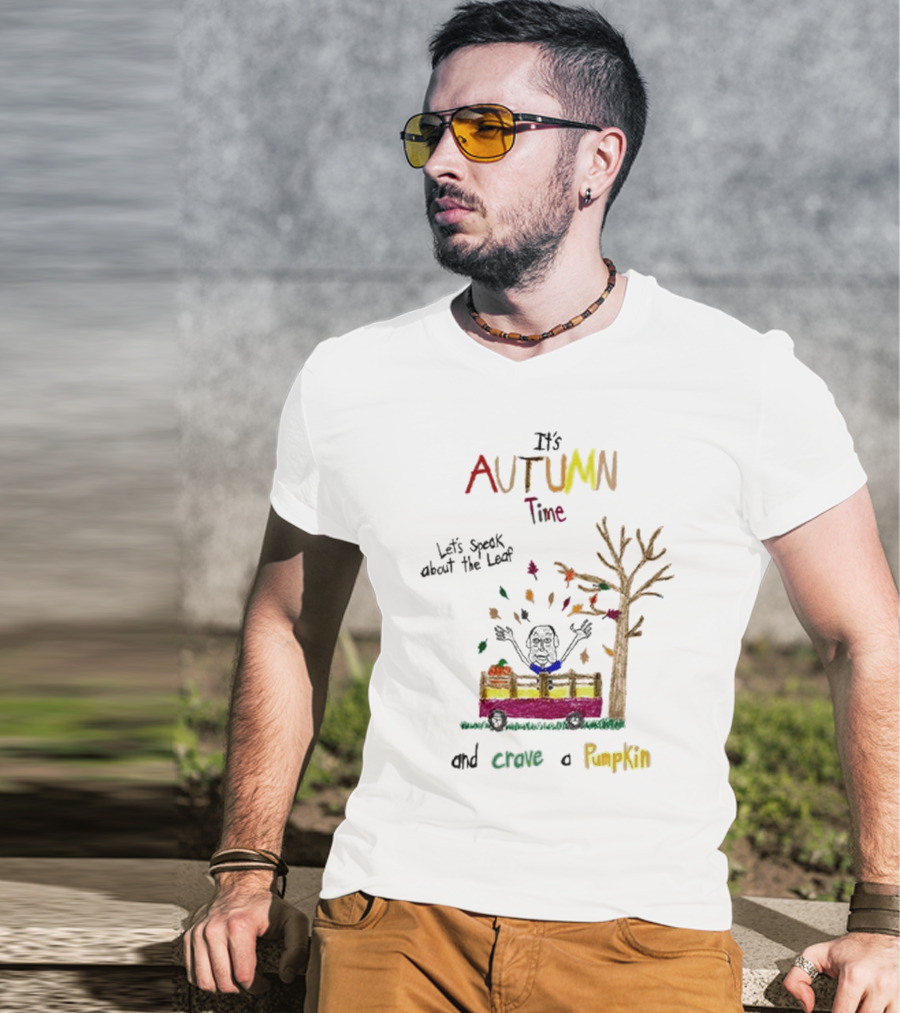 Autumn Time Leaves Falling Tree Carve Pumpkin Truck T-Shirt