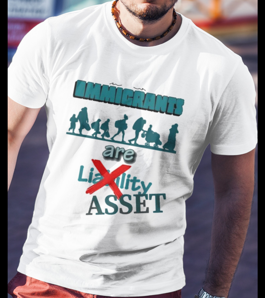 Immigrants Are Not Liability Asset Message With Silhouette Imagery T-Shirt