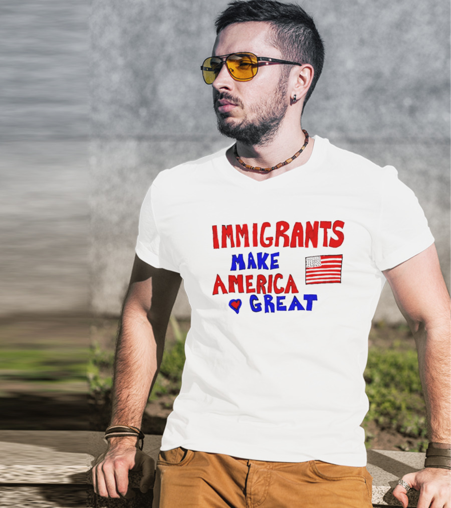 Immigrants Make America Great Heart Flag 2025 T-Shirt