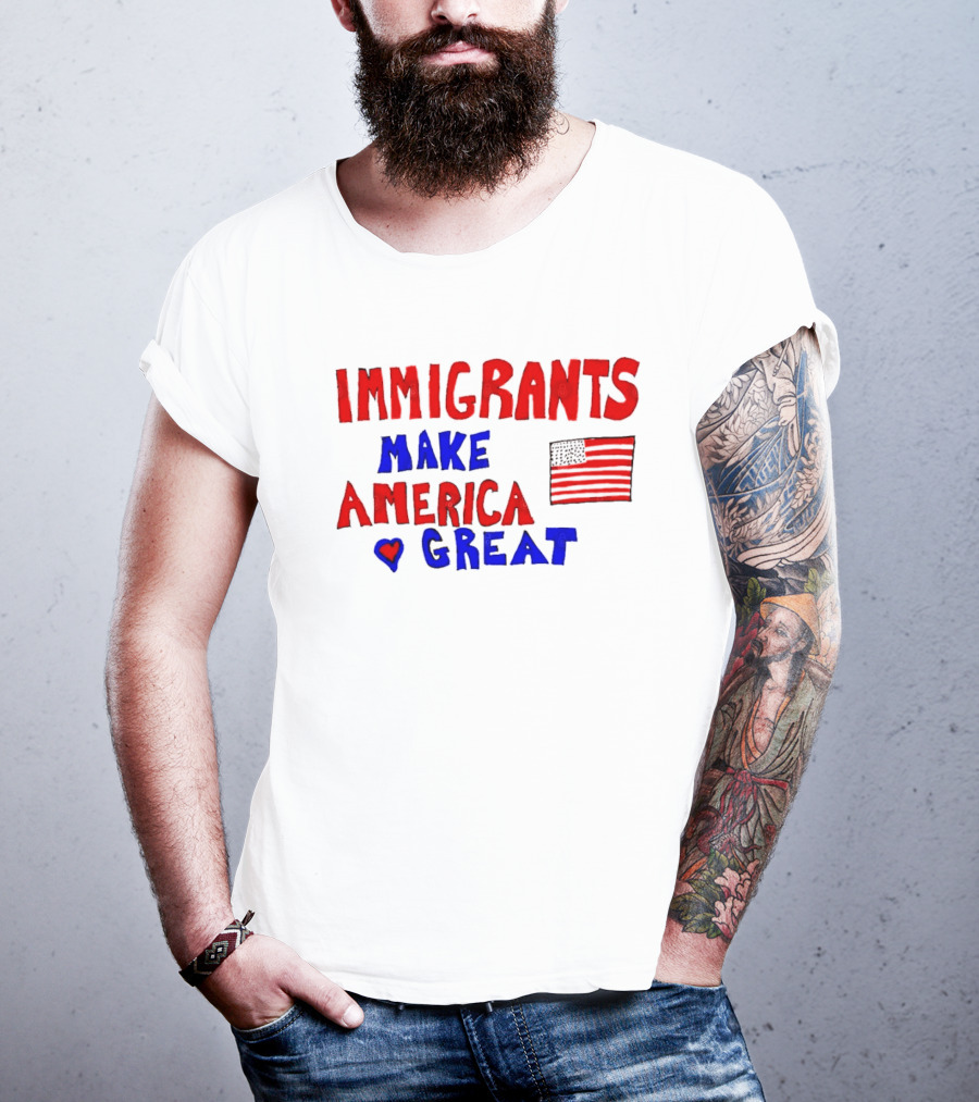 Immigrants Make America Great Heart Flag 2025 T-Shirt