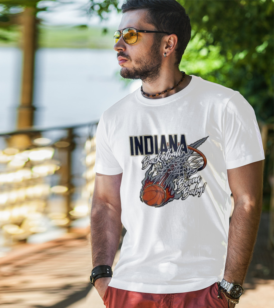 Indiana Pacers Basketball Boom Baby Fireball Slam Dunk T-Shirt