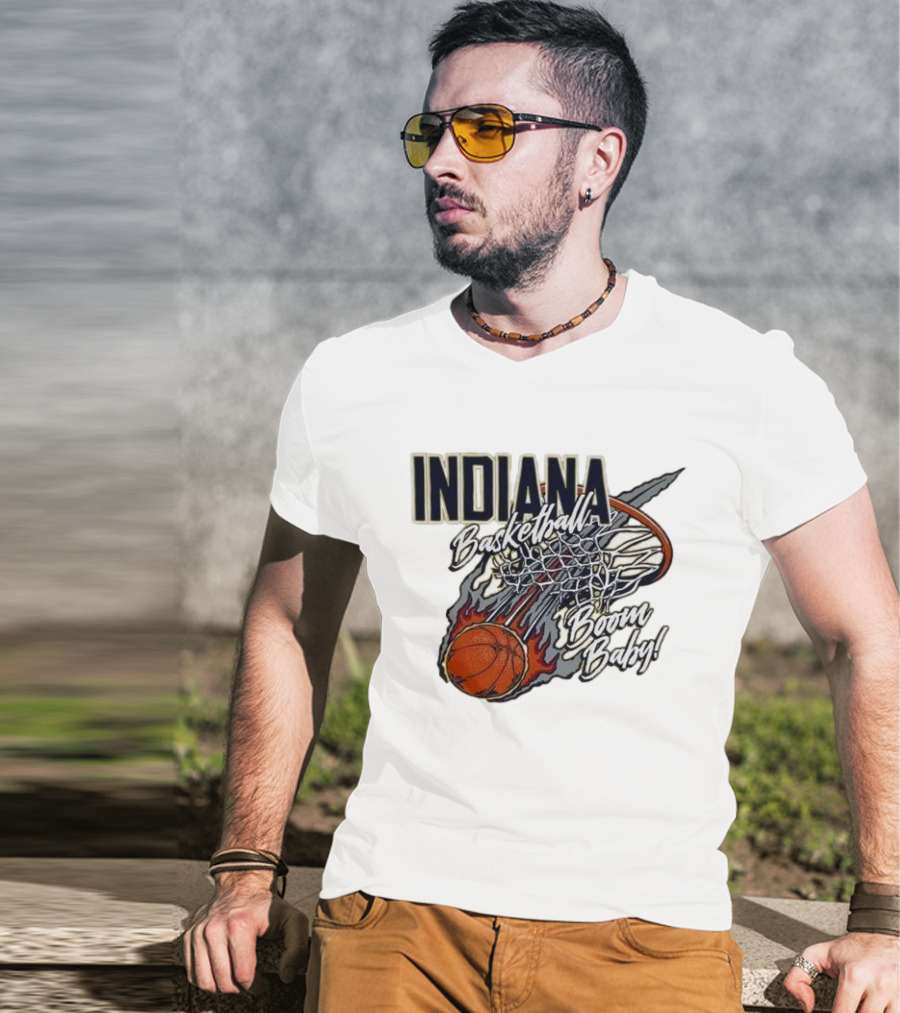 Indiana Pacers Basketball Boom Baby Fireball Slam Dunk T-Shirt