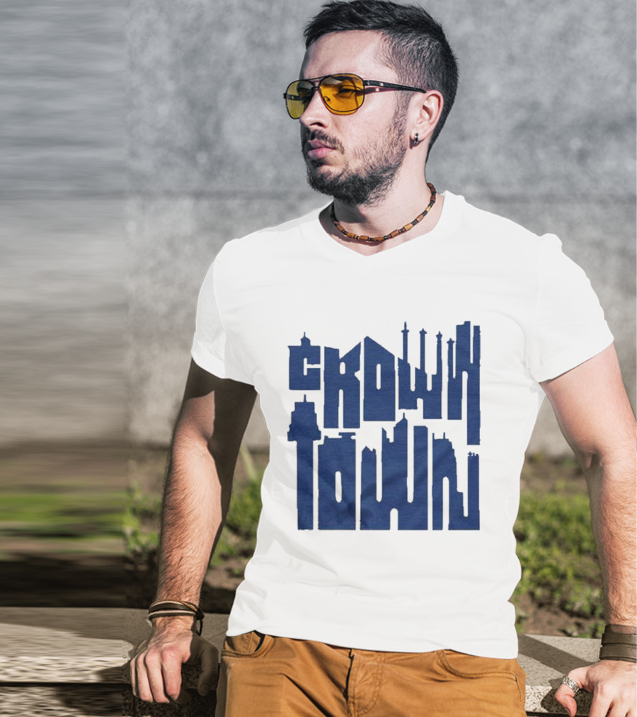 Kansas City Royals Crown Town Skyline Text Art T-Shirt