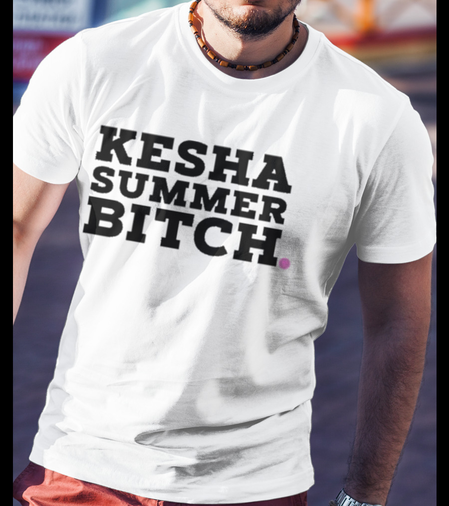Kesha Records Rainbow Summer Bitch Rainbow Leopard Print Lips T-Shirt