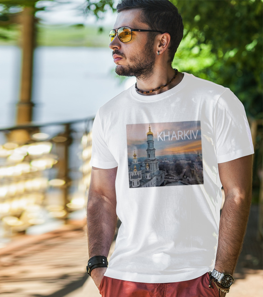 Kharkiv City Skyline With Famous Cathedral Sunset View T-Shirt