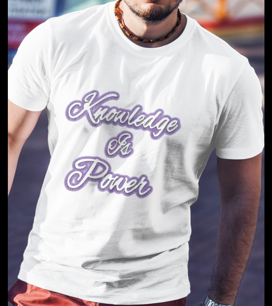 Knowledge Is Power Vintage Ringer Purple Script Fashion T-Shirt