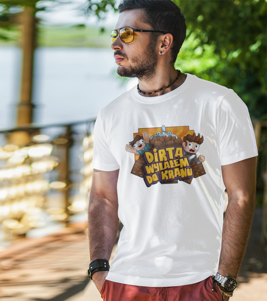 Koszulka Dirta Wylalem Do Kranu Zabawny Motyw Bloki Kreskówkowe T-Shirt
