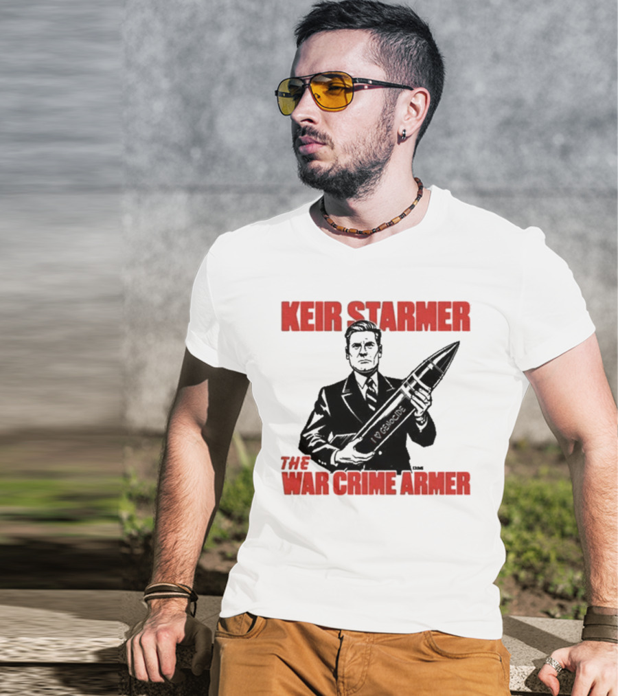 Keir Starmer The War Crime Armer Rocket Sketch T-Shirt
