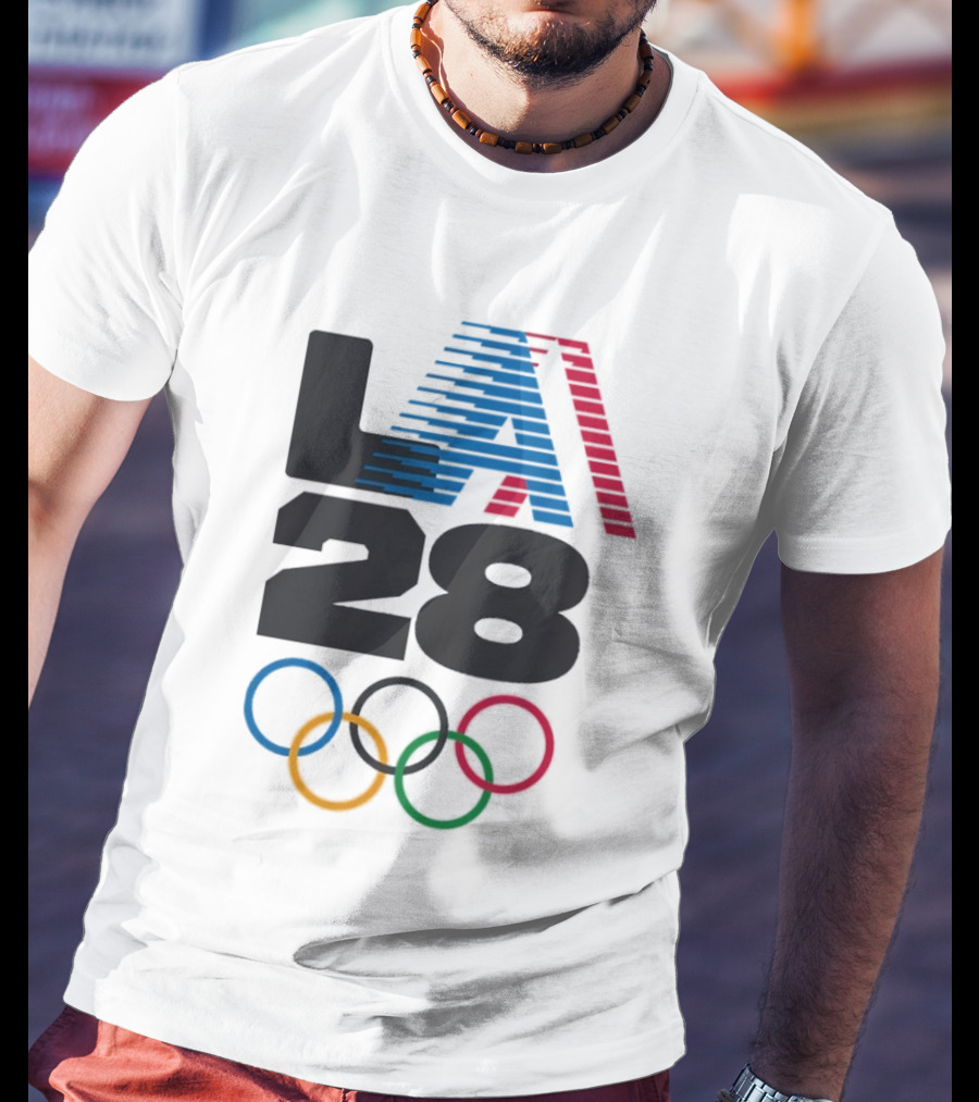 "LA 2028 Summer Olympics Retro Style With Olympic Rings" T-Shirt