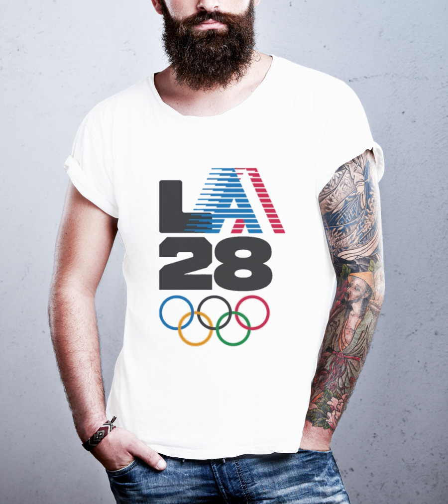"LA 2028 Summer Olympics Retro Style With Olympic Rings" T-Shirt