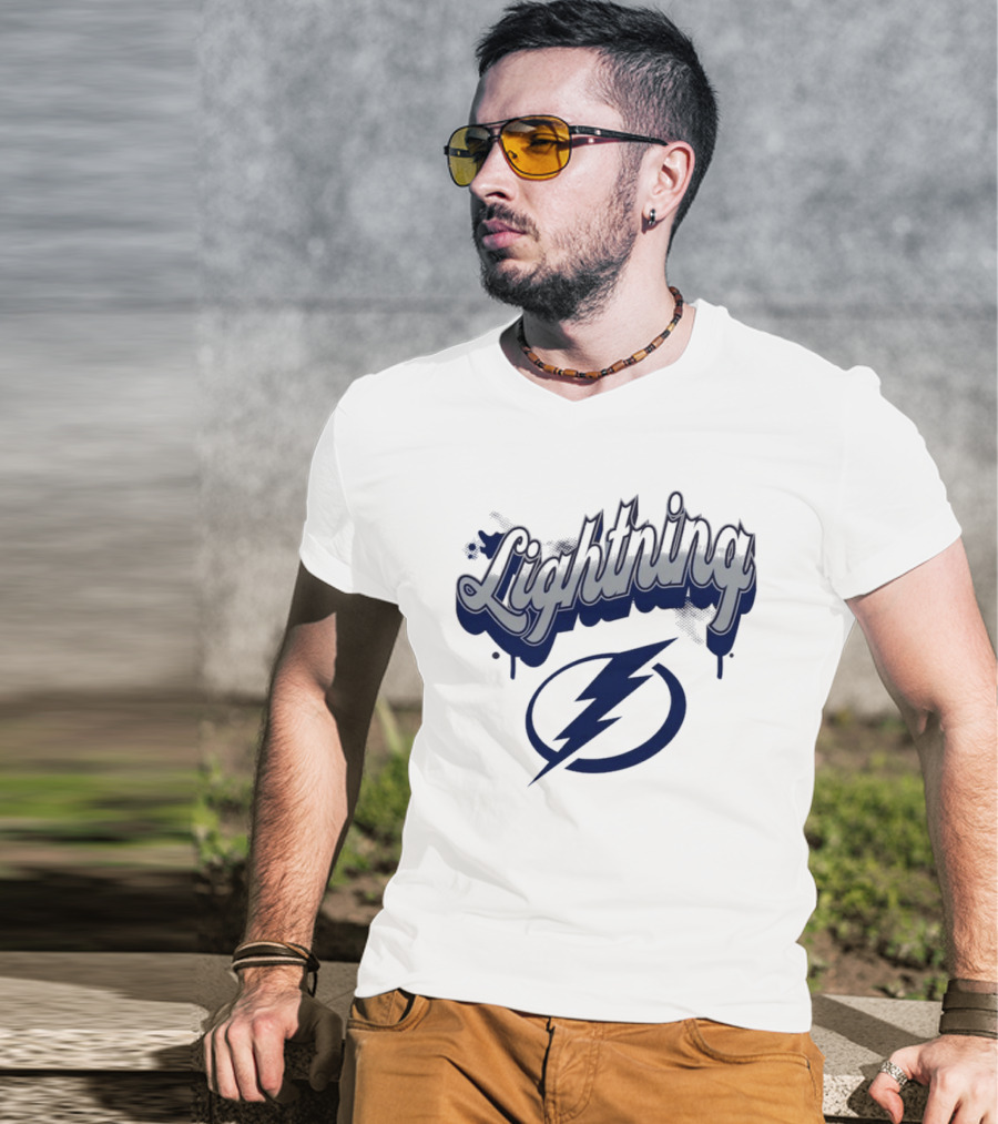 Lightning Script Blue Bolt Bubbly Tampa Bay T-Shirt