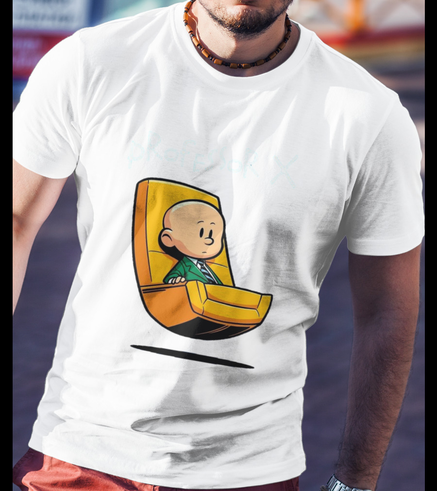 Professor X Cartoon Style In Yellow Chair T-Shirt