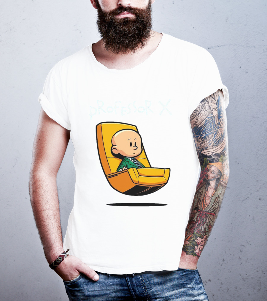 Professor X Cartoon Style In Yellow Chair T-Shirt