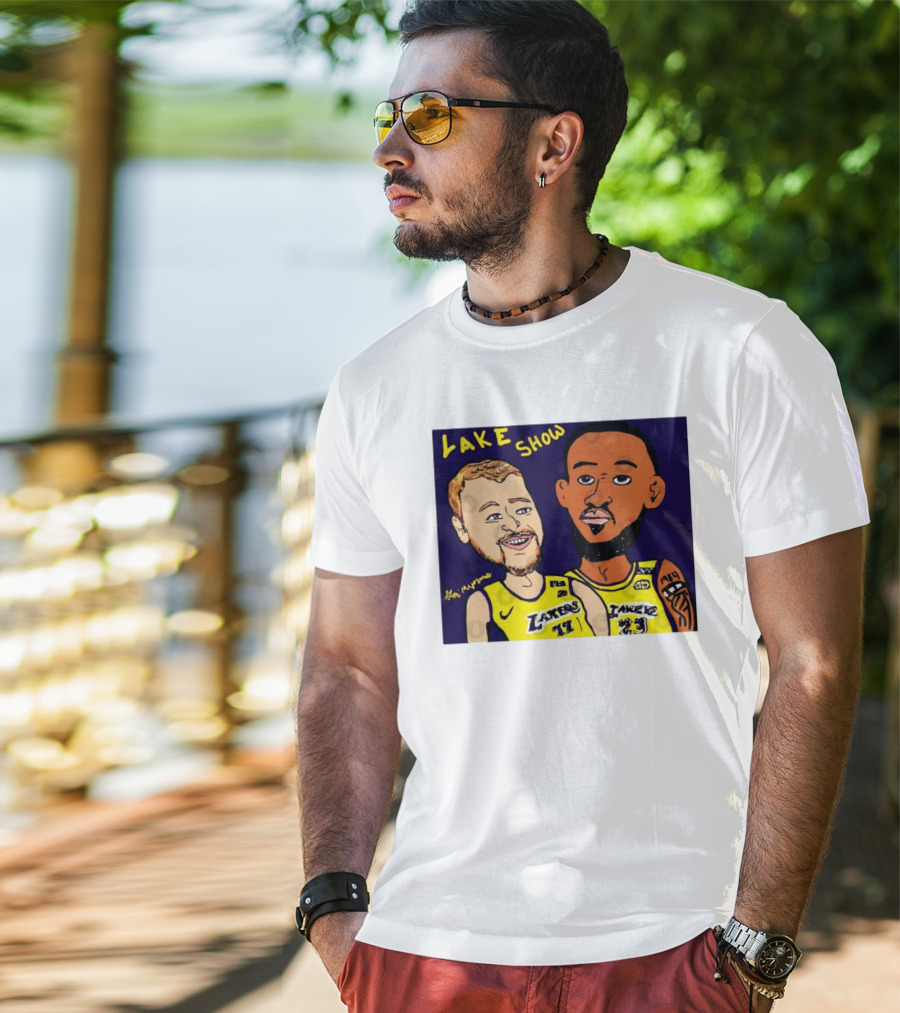 LeBron James And Luka Dončić Lake Show Lakers Cartoon Art 23 77 T-Shirt