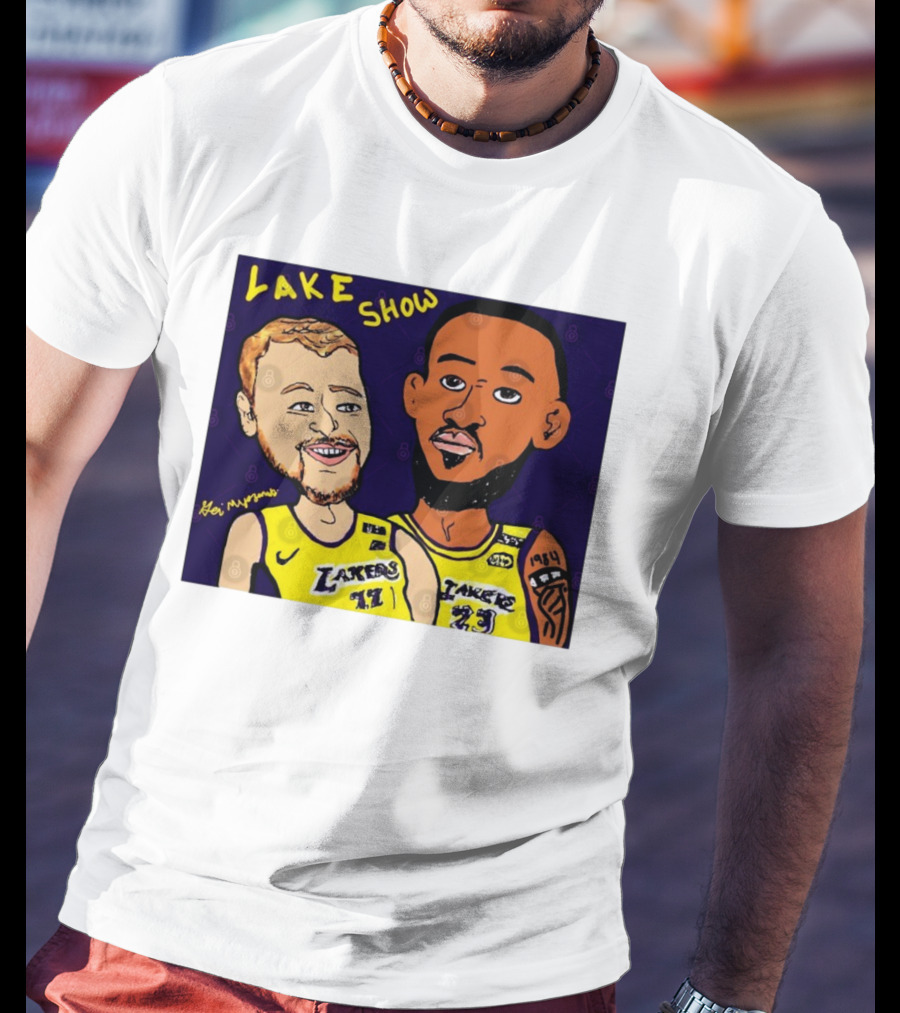 LeBron James And Luka Dončić Lake Show Lakers Cartoon Art 23 77 T-Shirt