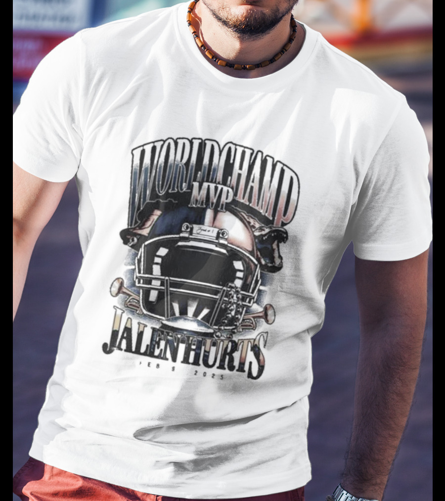 World Champ MVP Helmet Jalen Hurts Feb 9 2025 T-Shirt