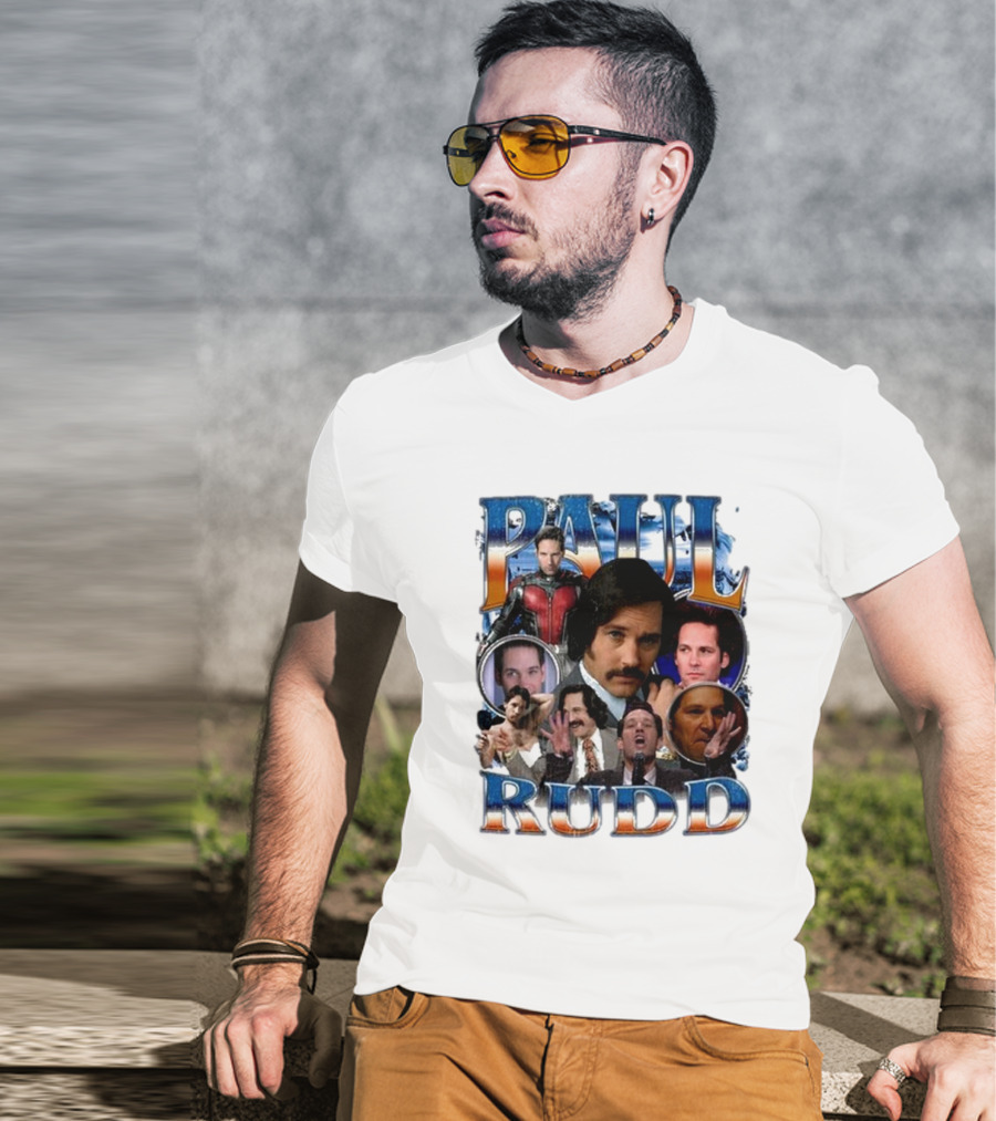 Paul Rudd 90’s Bootleg Ant-Man Anchor Improv Comedy Collage T-Shirt