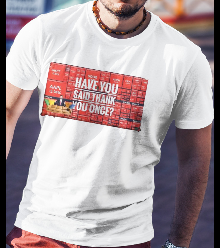 JD Vance Have You Said Thank You Once Stock Market Red Decline Background T-Shirt