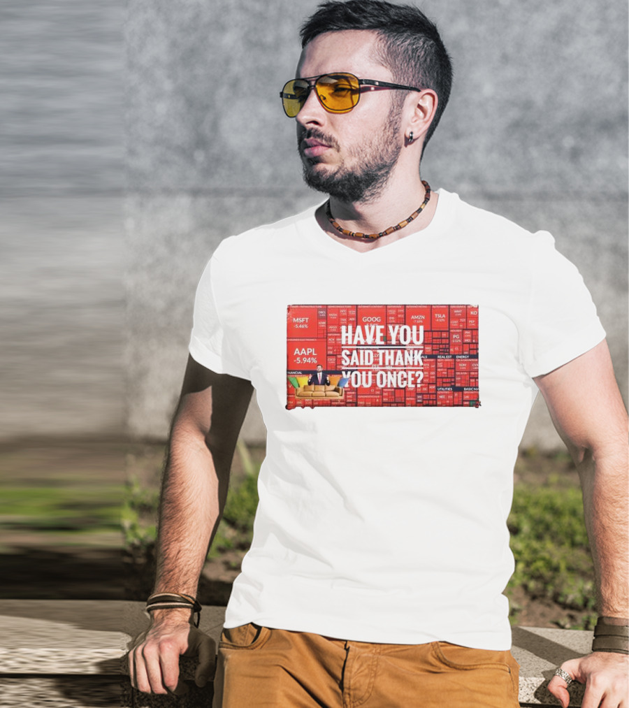 JD Vance Have You Said Thank You Once Stock Market Red Decline Background T-Shirt