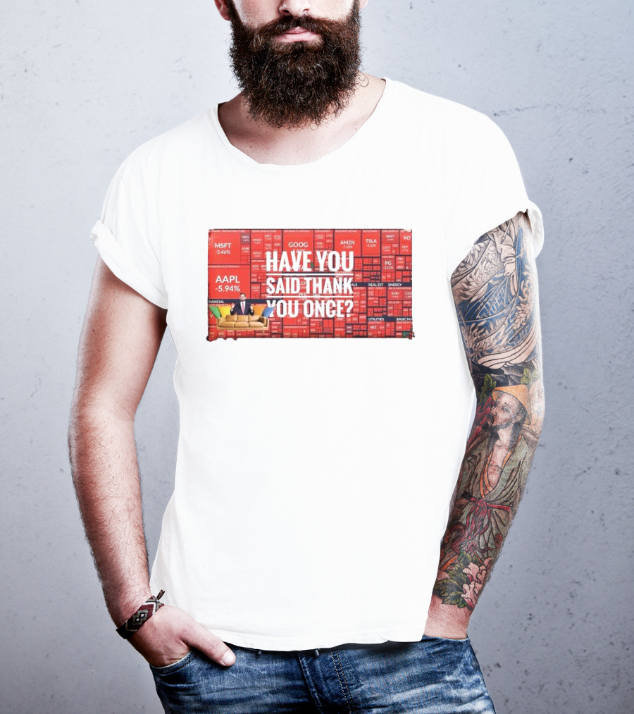JD Vance Have You Said Thank You Once Stock Market Red Decline Background T-Shirt