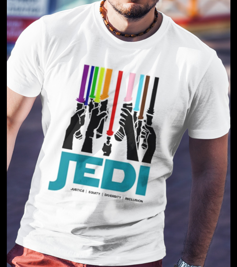 Jedi Justice Equity Diversity Inclusion Lightsaber Colors T-Shirt