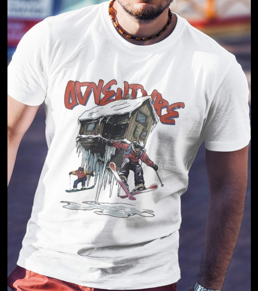 Adventure Jimmy's One Last Run Skiing Cabin Snowboarding T-Shirt
