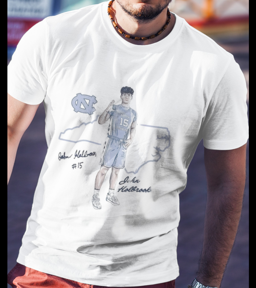 North Carolina Tar Heels John Holbrook Player Illustration Number 45 T-Shirt