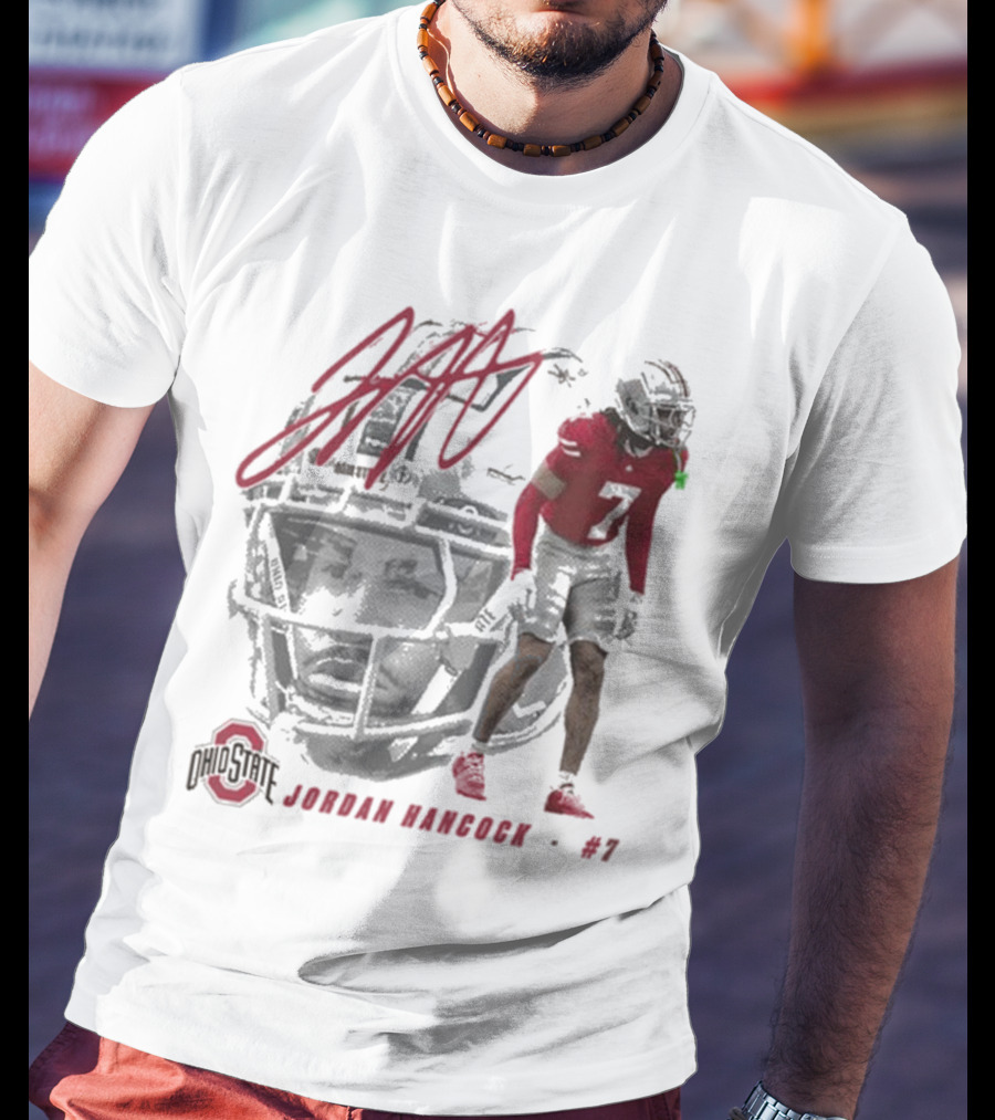 Ohio State Football Jordan Hancock #7 Player Signature T-Shirt