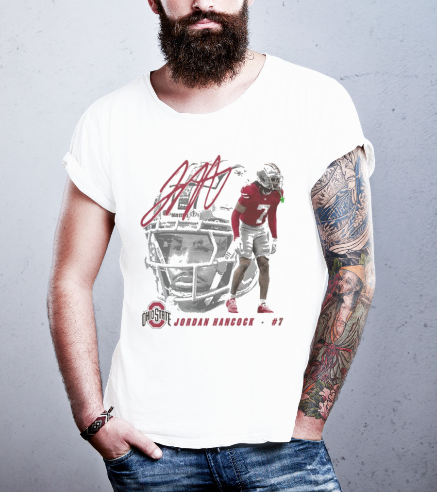 Ohio State Football Jordan Hancock #7 Player Signature T-Shirt