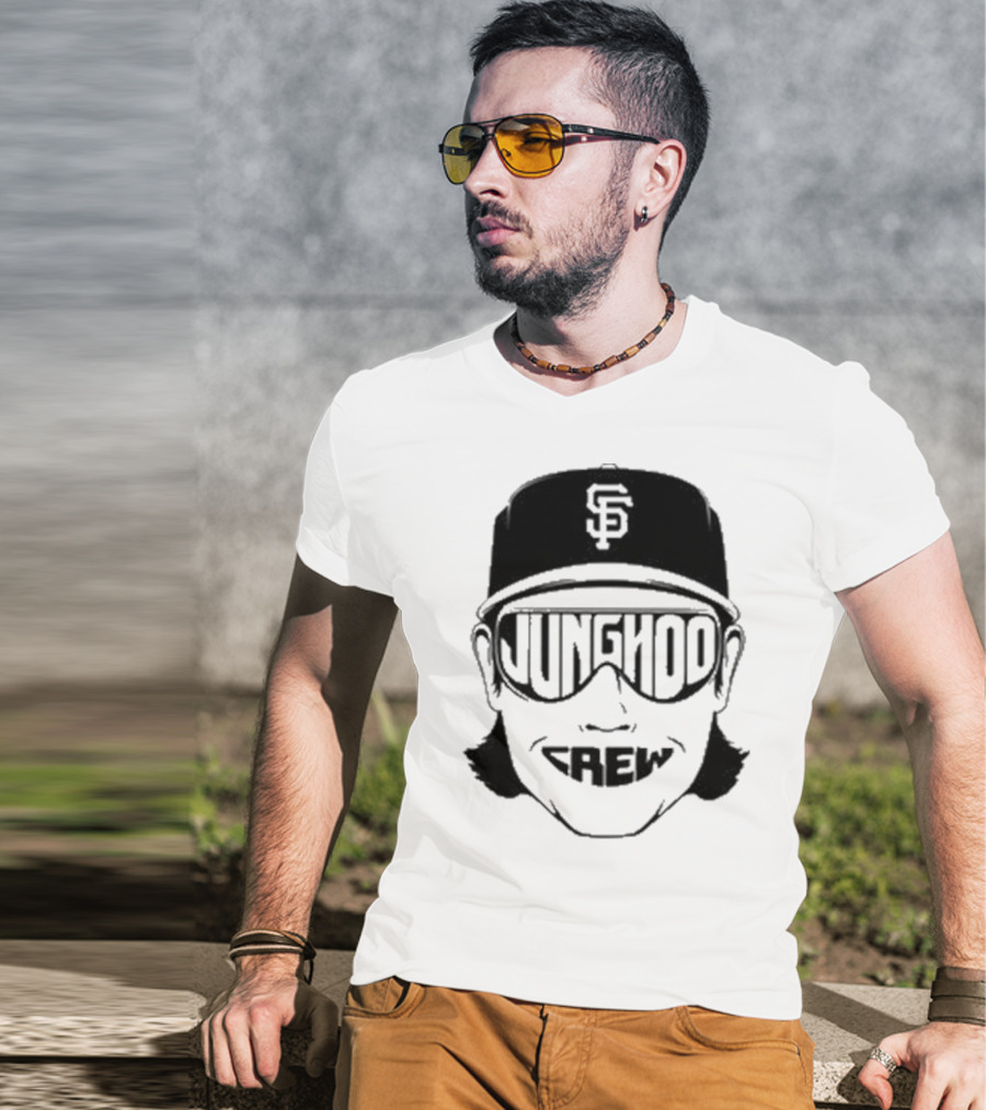 Jung Hoo Crew 2025 San Francisco Giants Baseball Cap And Sunglasses T-Shirt