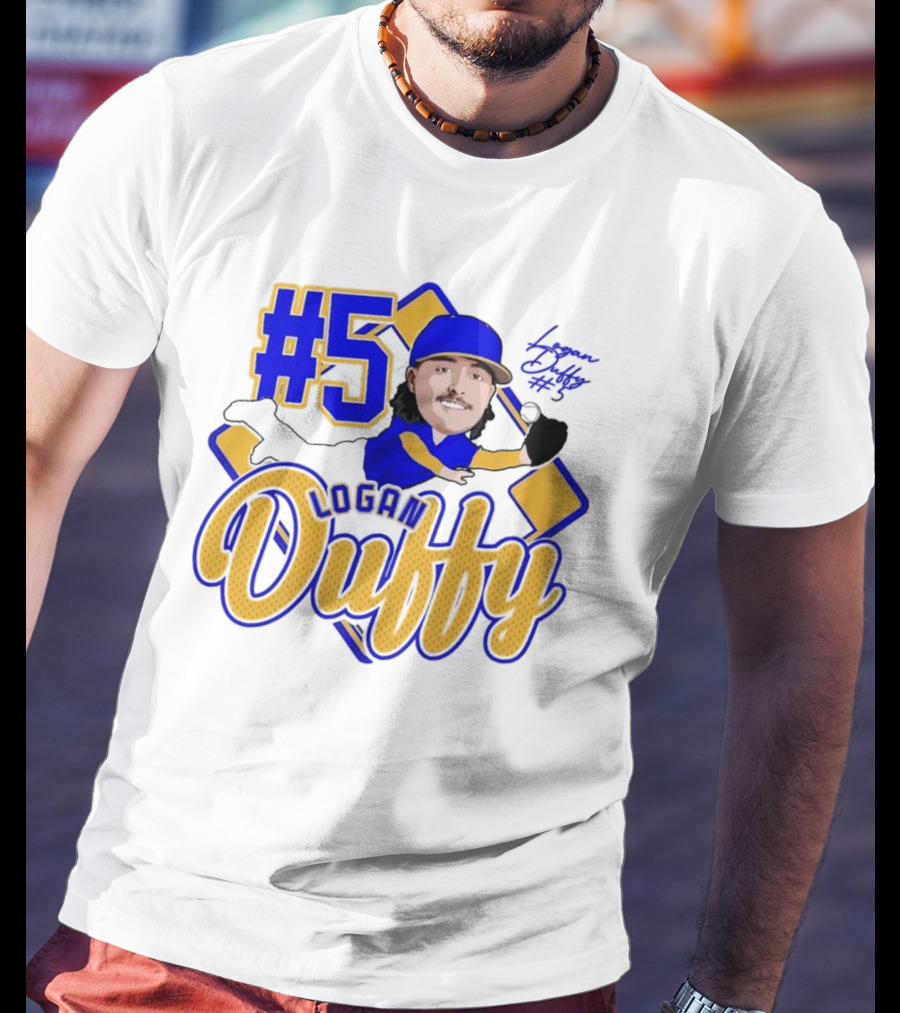 Logan Duffy #5 Baseball Player Illustration 2025 T-Shirt