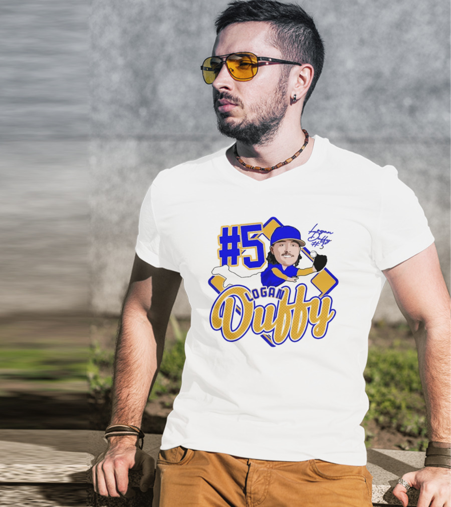 Logan Duffy #5 Baseball Player Illustration 2025 T-Shirt