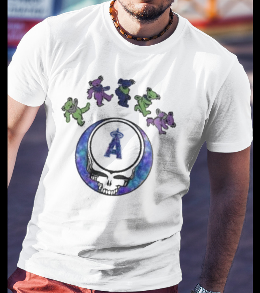 Los Angeles Angels 2025 Grateful Dead Skull Bears Night Baseball T-Shirt