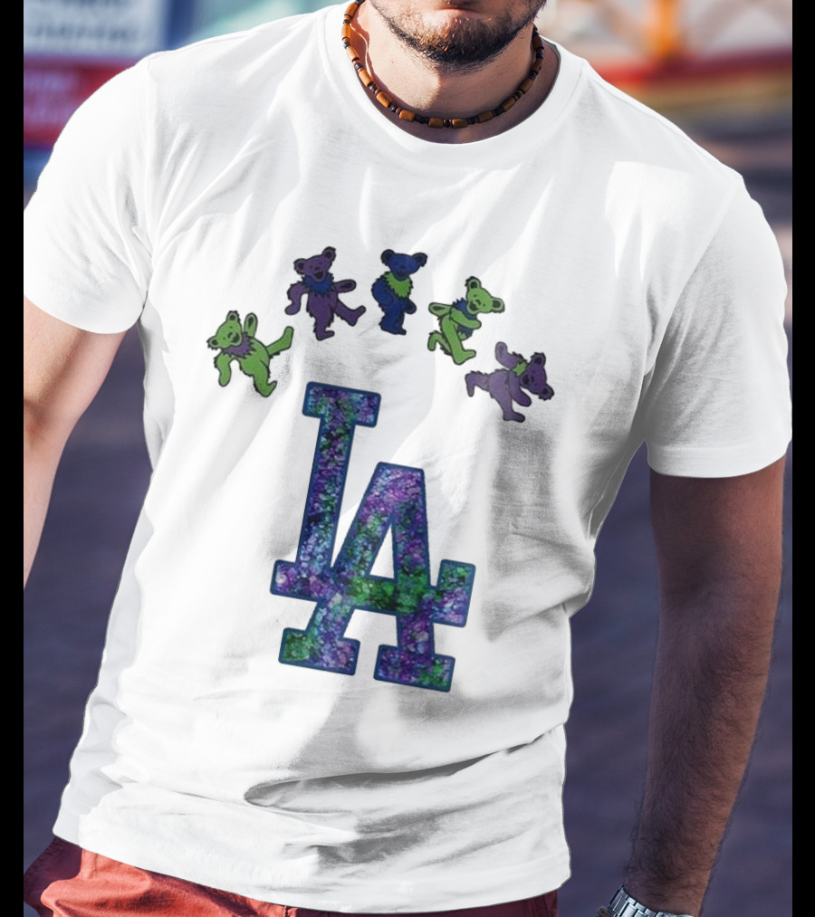 Los Angeles Dodgers Grateful Dead Night 2025 LA Logo Dancing Bears T-Shirt