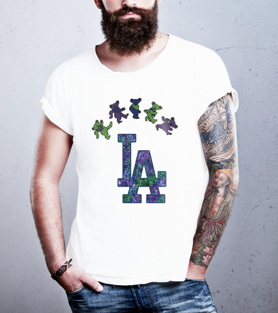 Los Angeles Dodgers Grateful Dead Night 2025 LA Logo Dancing Bears T-Shirt