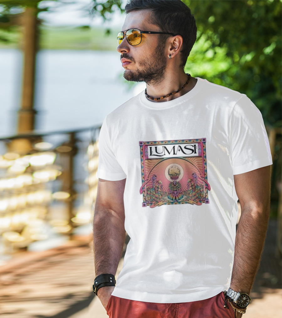 Lumasi Psychedelic Sun And Moon With Floral Elements T-Shirt
