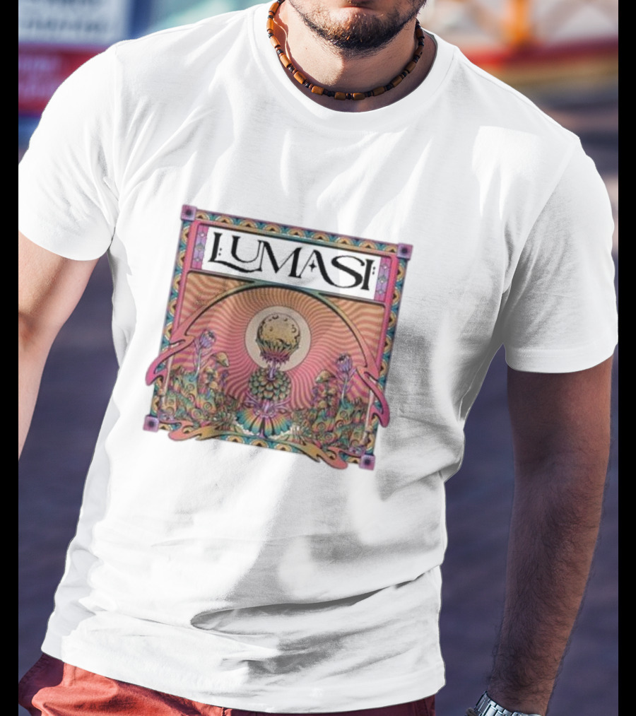 Lumasi Psychedelic Sun And Moon With Floral Elements T-Shirt