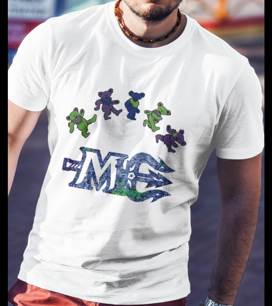 Maine Mariners Grateful Dead Night 2025 Dancing Bears Emblem T-Shirt