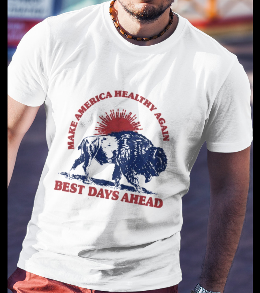 Make America Healthy Again Best Days Ahead Buffalo Bison Sunburst T-Shirt