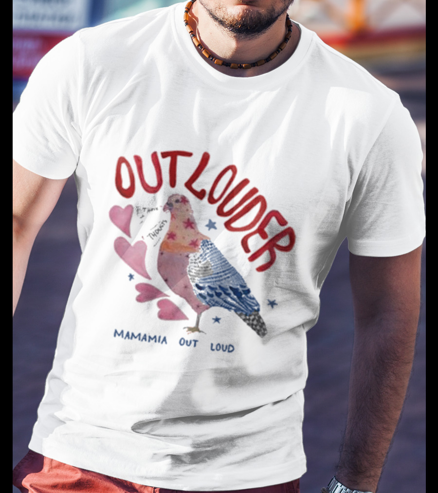 Mamamia Out Loud Outlouder Pigeon With Hearts And Stars T-Shirt