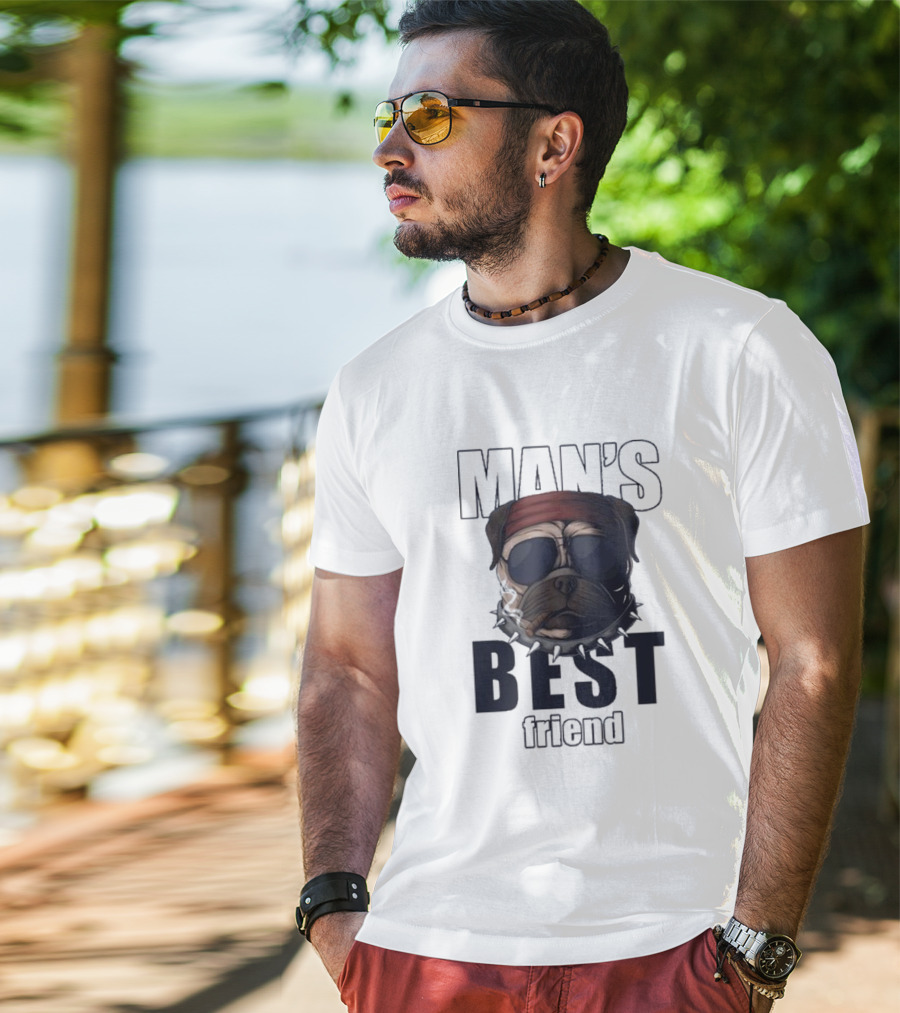 Man's Best Friend Bulldog With Bandana And Sunglasses T-Shirt