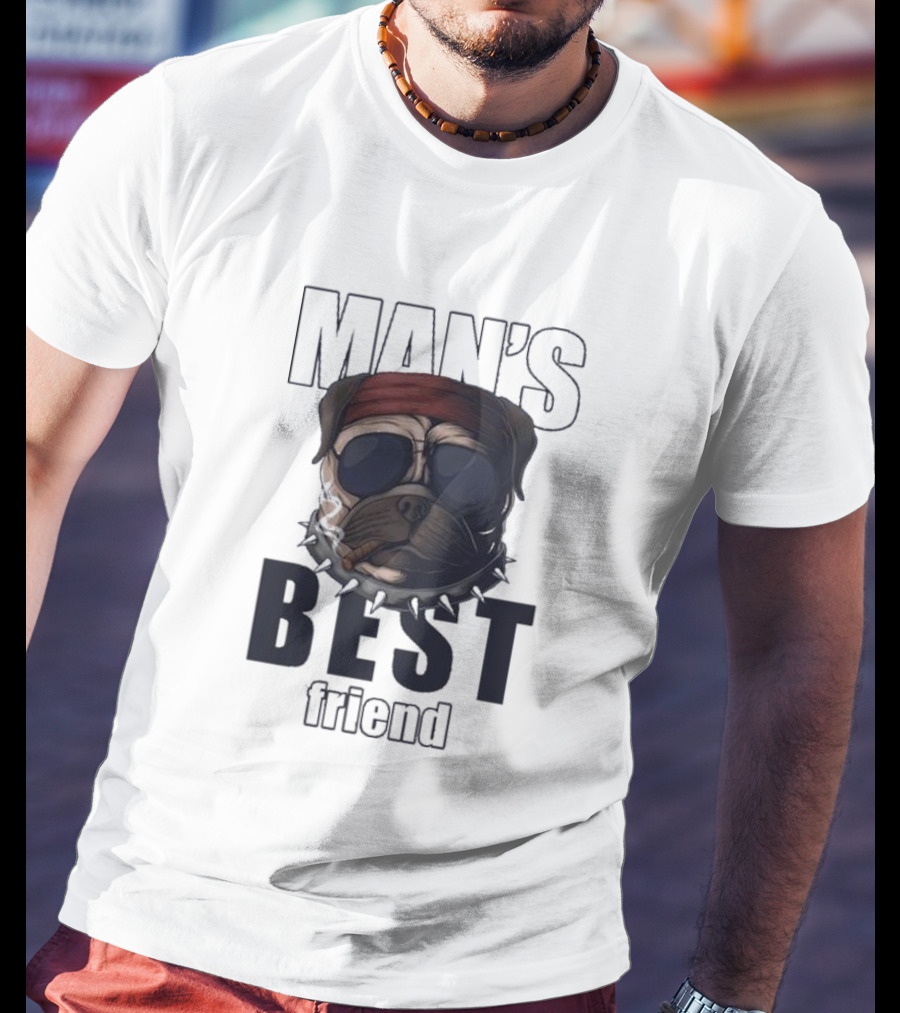 Man's Best Friend Bulldog With Bandana And Sunglasses T-Shirt