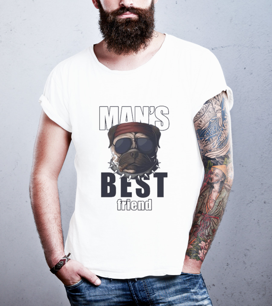 Man's Best Friend Bulldog With Bandana And Sunglasses T-Shirt