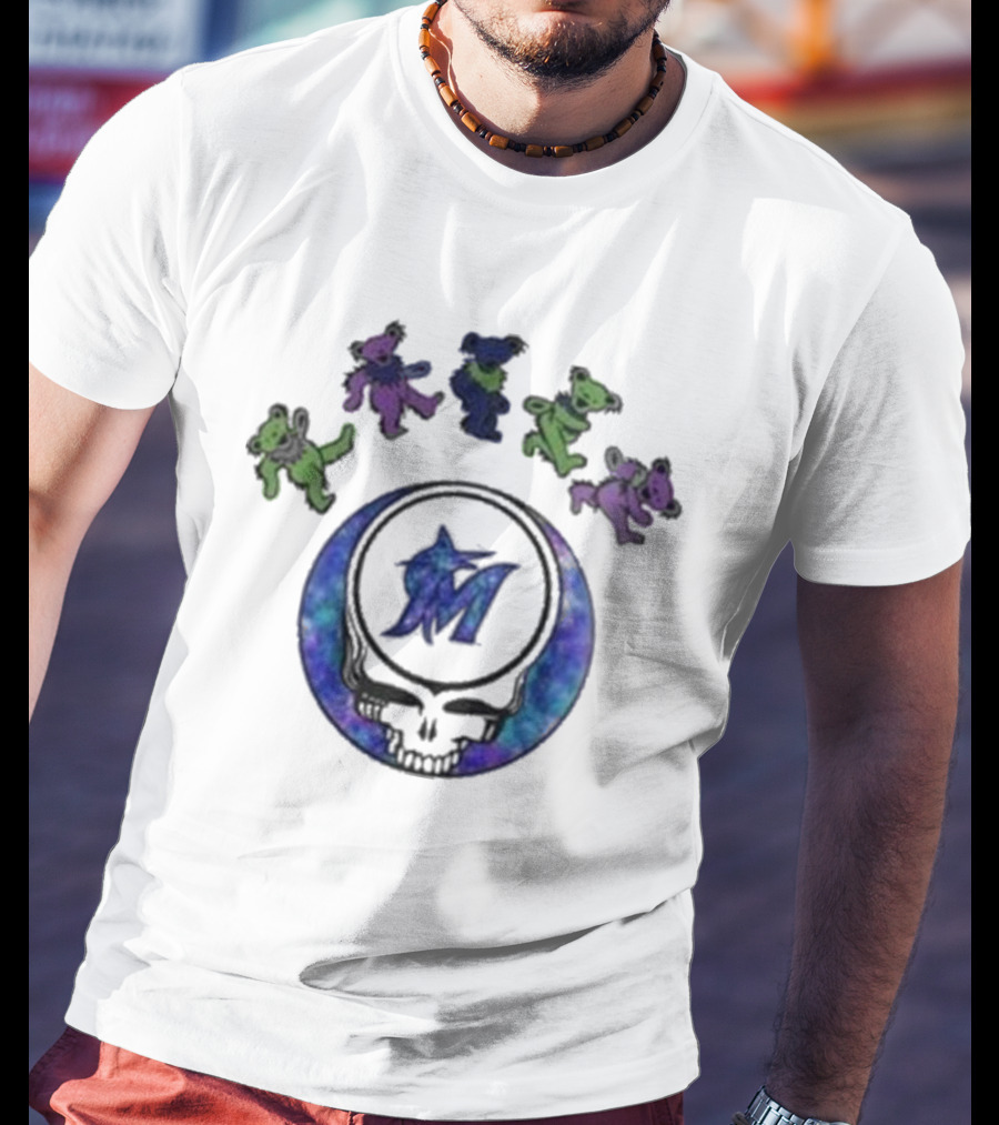 Miami Marlins Grateful Dead Night 2025 Skull Bears T-Shirt