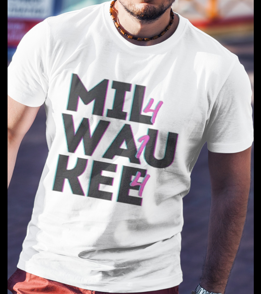 Milwaukee 414 Vintage Neon Typography Bold Statement T-Shirt