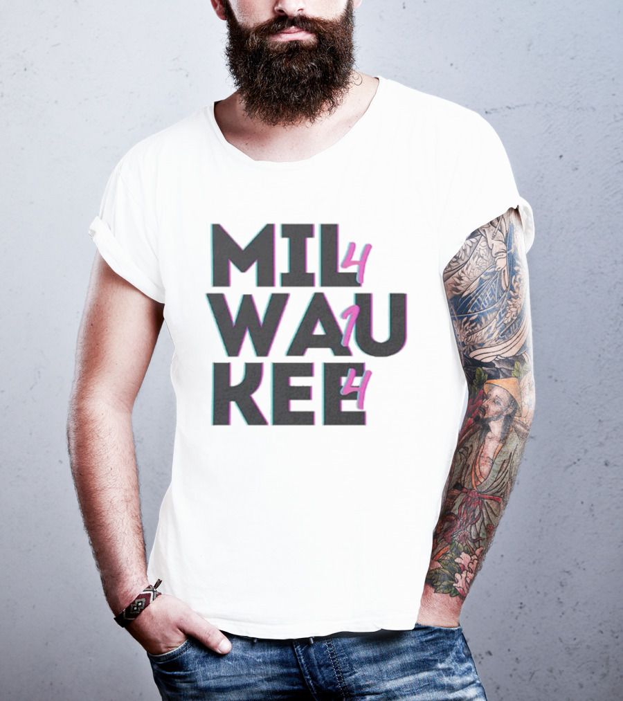 Milwaukee 414 Vintage Neon Typography Bold Statement T-Shirt