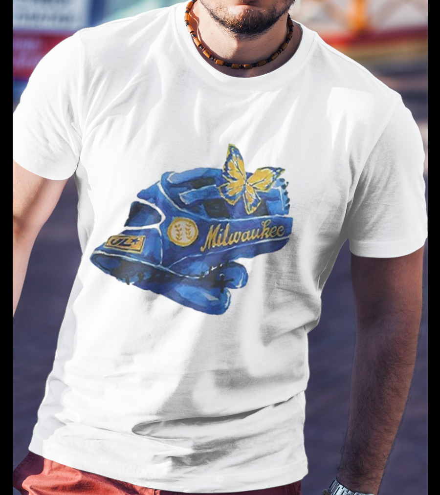 Milwaukee Brewers Hupy And Abraham Day Catcher's Mask With Butterfly And Key Symbols T-Shirt