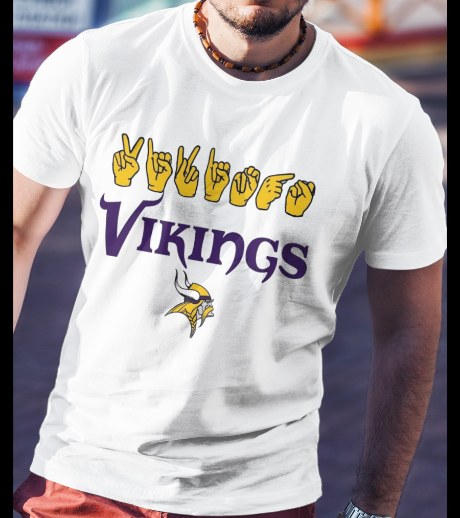 Minnesota Vikings NFL ASL Love Sign American Sign Language T-Shirt