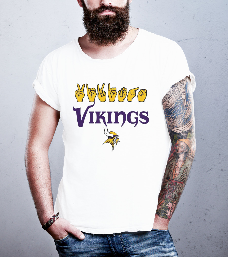 Minnesota Vikings NFL ASL Love Sign American Sign Language T-Shirt