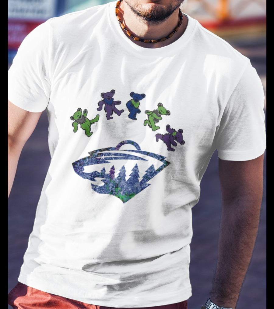 Minnesota Wild NHL Grateful Dead Night 2025 Dancing Bears Hockey T-Shirt